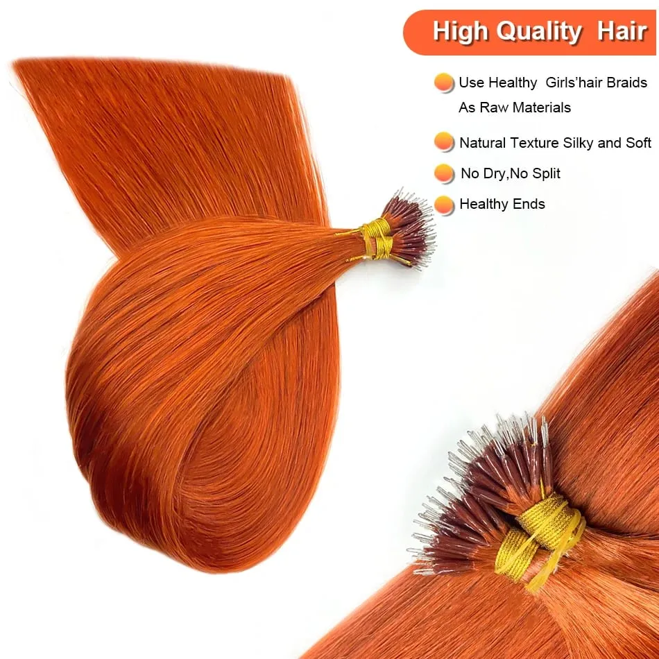Nano Rings Hair Extension Real Human Hair Invisible Mini Silicone Beads Black Brown Blonde Microlink 100% Human Hair Extensions — image 4