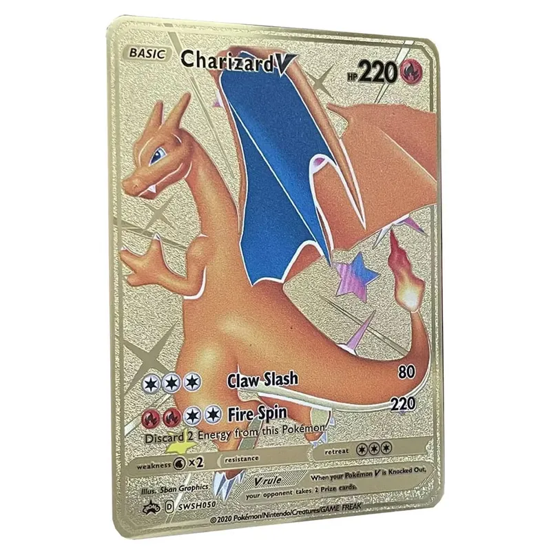 2025 NEW Pokemon Metal Card 10000 Points Arceus Charizard Super Card Golden English Mewtwo Vmax GX EX Anime Collection Cards Gif — image 10