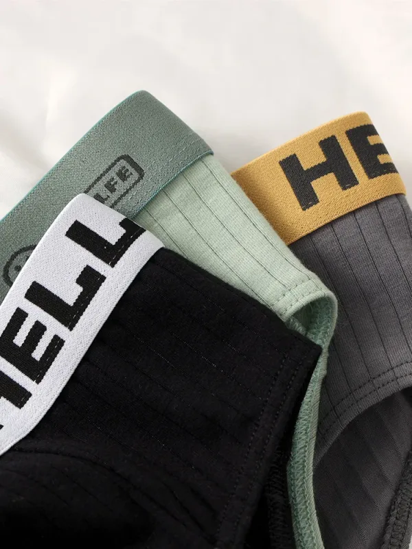 5-Pack Men's Cotton Briefs with HELLO Waistband And Textured Design for Comfortable Underwear — image 2