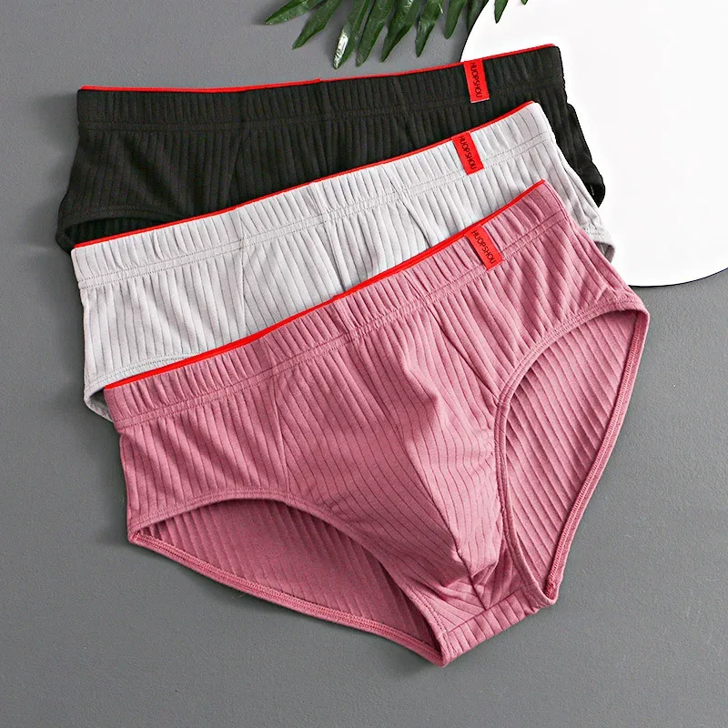 1/3 pièces hommes slips taille moyenne élastique doux respirant Anti-septique U convexe rayé couleur unie décontracté hommes caleçons sous-vêtements hommes — image 27