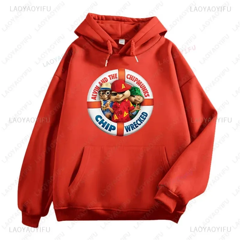 Alvin et les Chipmunks Anime sweats à capuche écologique A lettres impression sweat décontracté Streetwear unisexe pulls promo — image 11