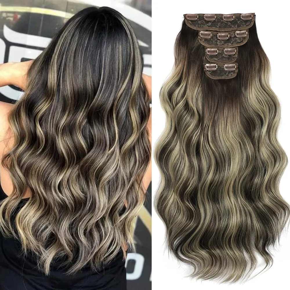 Water Wave Clip in Hair Extensions 22 inches 4 pcs/lot Soft Thick Natural Heat Resistant Fiber Clip in Synthetic Hair — image 2