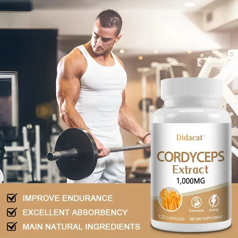Cordyceps Mushroom Capsules (Cordyceps Sinensis) 1000mg Energy Supplements Support Immune & Brain Function Health NON-GMO — image 4