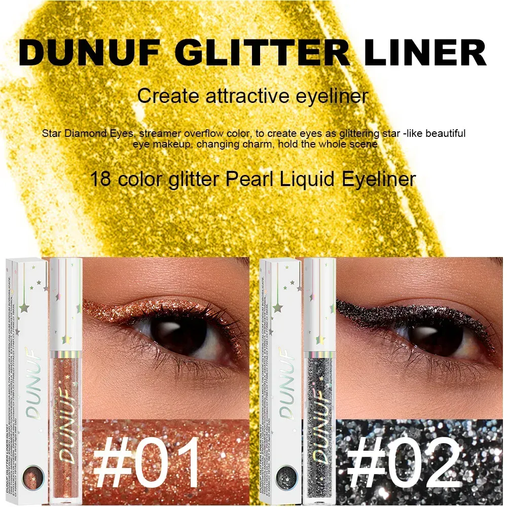 Shiny Liquid Eyeliner Pen Black Glitter Pigment Eye Liner Ultra-fine Quick-dry Waterproof Non-smudge Eyes Makeup Cosmetics
