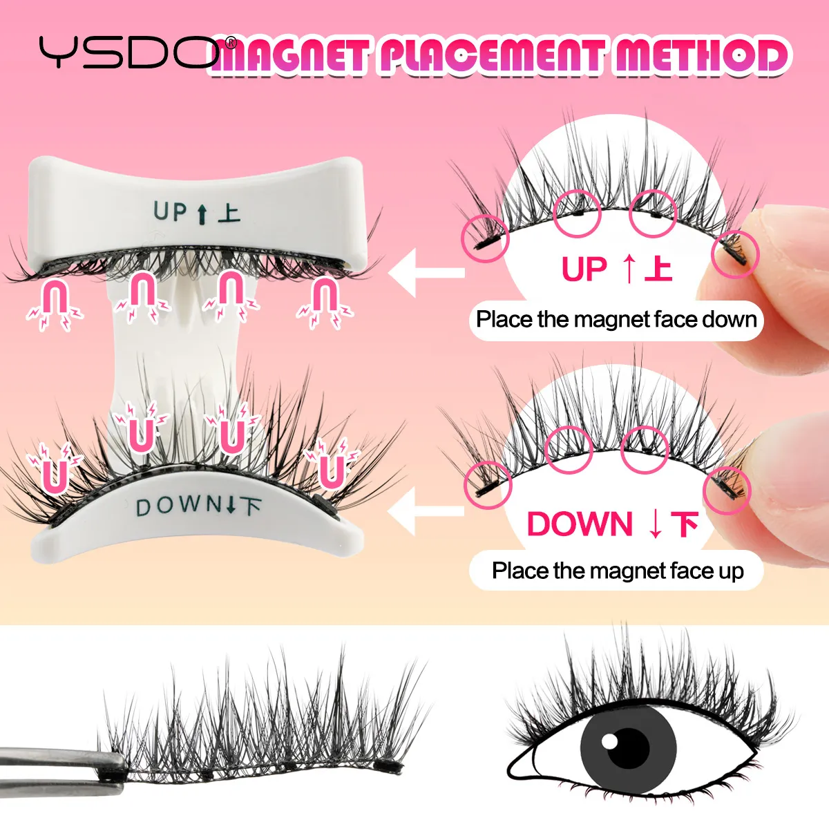 Magnetic Eyelashes Reusable Winged Magnetic 3D Mink Lashes Long-Lasting No Glue Needed False Eyelashes With Tweezer Makeup — image 6