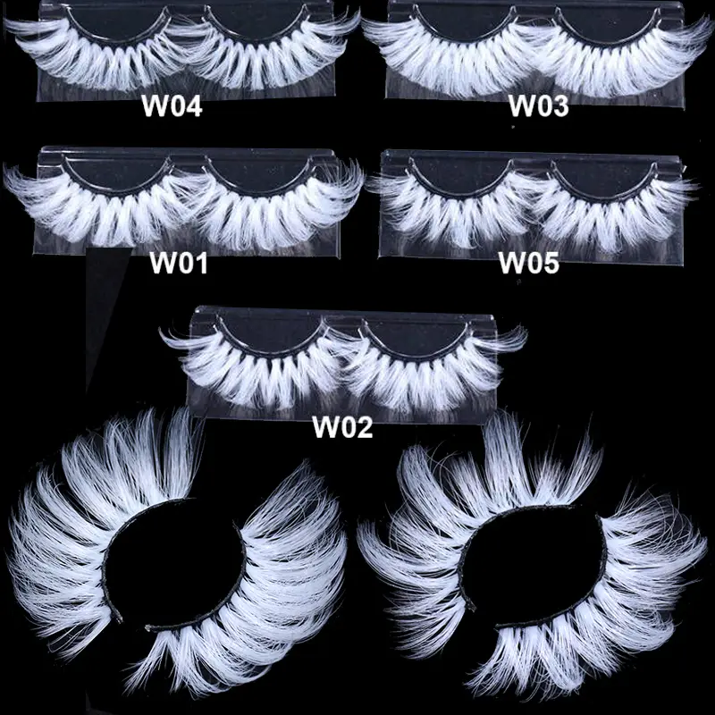 Super Long 5D White False Eyelashes 25mm High Volume Fluffy Fake Eye Lashes Wholesale Supplier For Halloween Cosplay — image 2