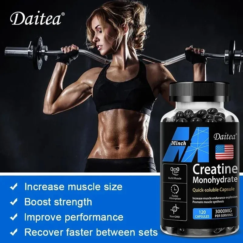 Daitea Creatine 3000 mg Monohydrate - Strength Muscle Performance Keto-Friendly Adult Nutritional Supplement