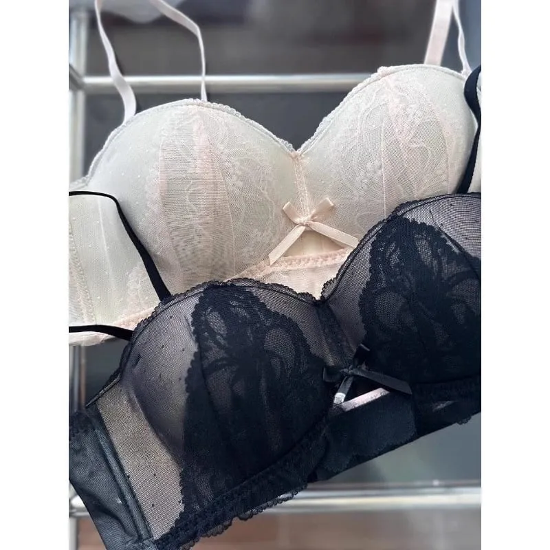 Viktorianisch inspiriertes Demi-BH- und Knicker-Set | Transparenter Push-up-BH aus Mesh-Spitze für kleine Brüste, Anti-Durchhängen | Luxus-Dessous MOYISU Höschen — image 2