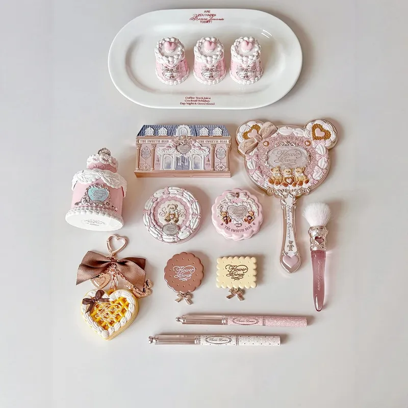 New Arrive Flower Knows The Sweetie Bear Collection Mini Setting Powder Cookie Perfume and Dual Ended Brow Gel and Pencil