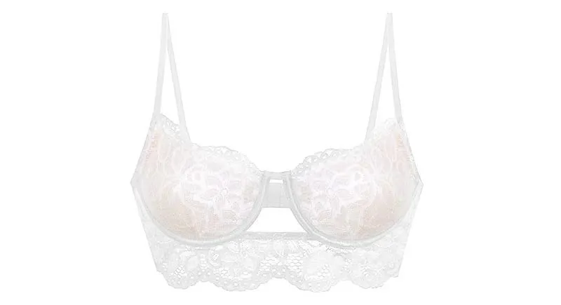 Conjunto de sujetador de encaje francés con aros suaves, realce para busto pequeño, lencería antiflacidez ligera y cómoda, tallas AU MOYISU-Sexy AB — image 9