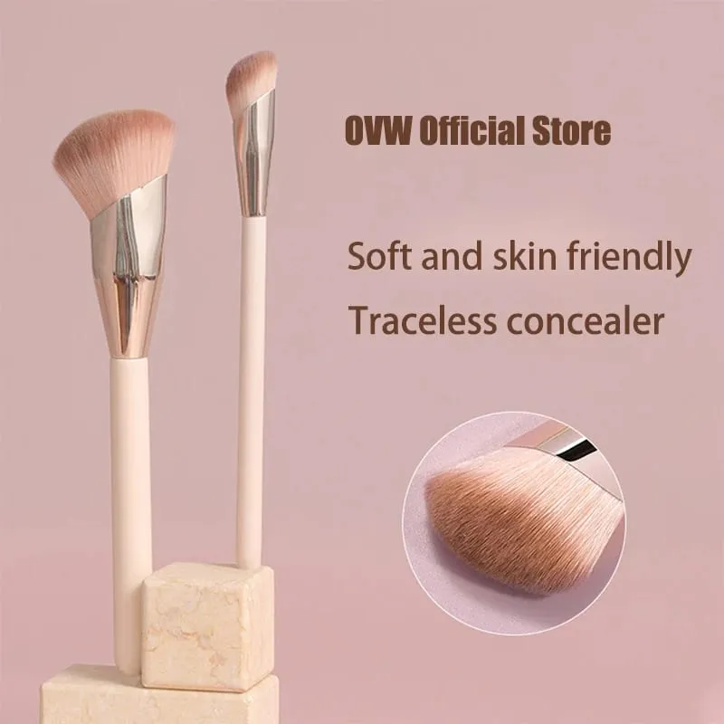 OVW Makeup Brushes Liquid Foundation Concealer Blending Blush Brush 2PCS Oblique Head Face Contour Professional Makeup Tool — image 1