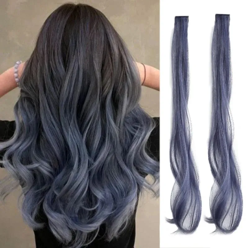 2PCS Rainbow Mixed Color Clip In Hair Extensions 20 Inch Curly Synthetic Hair for Girls Women Halloween Cosplay Party — image 11
