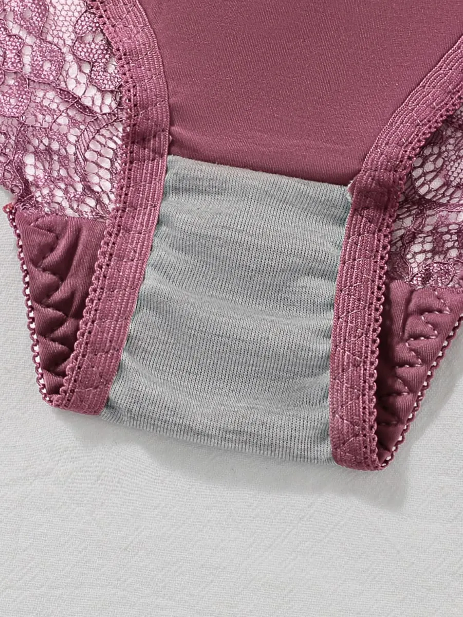 Set Bra Renda Warna Solid Bra Push Up Tanpa Kawat Wanita Nirkabel dan Celana Dalam Set 2 Potong Pakaian Dalam Nyaman Sehari-hari — image 6