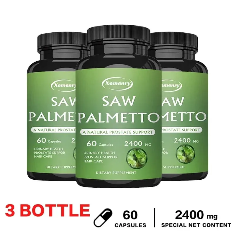 Saw Palmetto Capsules - Prostate Support Prevents Hair Loss Urinary Tract Health Promotes Hair Growth