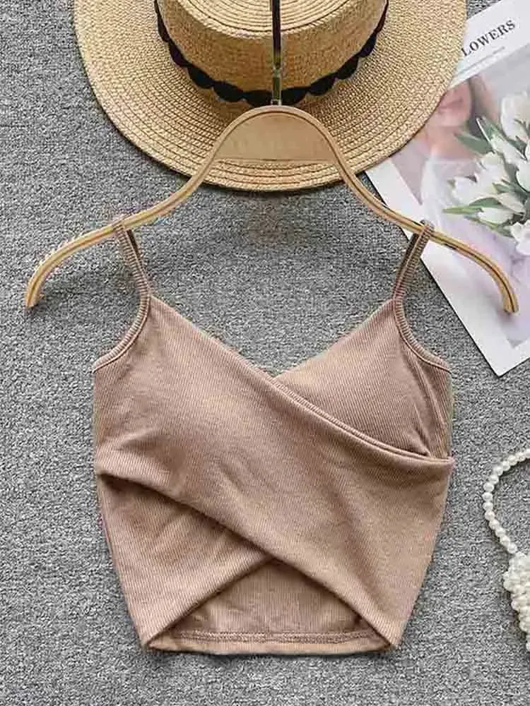 Irregular Casual Sport Camisole Women Strap Design Solid Fashion 2024 Y2K Elegant Ladies Chic Slim Tank Tops — image 13