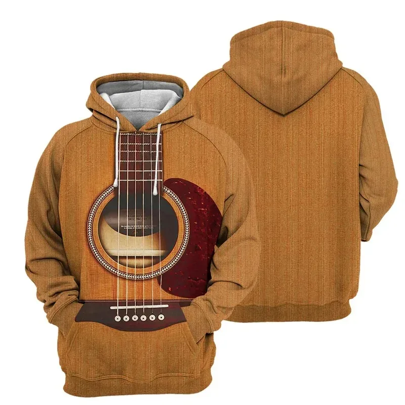 2024 Spring Autumn Men Women Hoodie Piano Guitar 3D Printed Pullover Fashion Long Sleeve Hooded Clothing Male Popular Streetwear — image 2