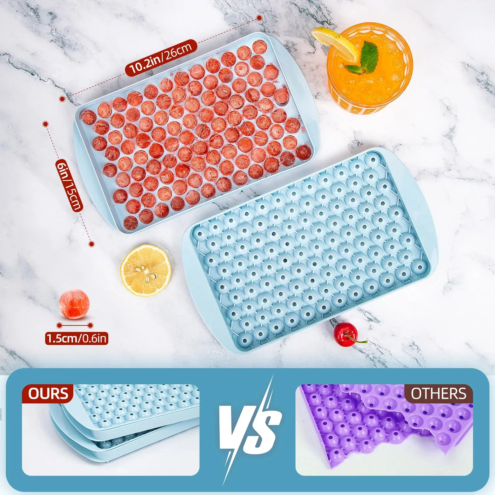 Mini Ice Cube Tray 104 Holes Round Ice Ball Mold Tiny Crushed for Chilling Bar Cocktail Whiskey Drink Coffee Juice Kitchen Tool — image 4