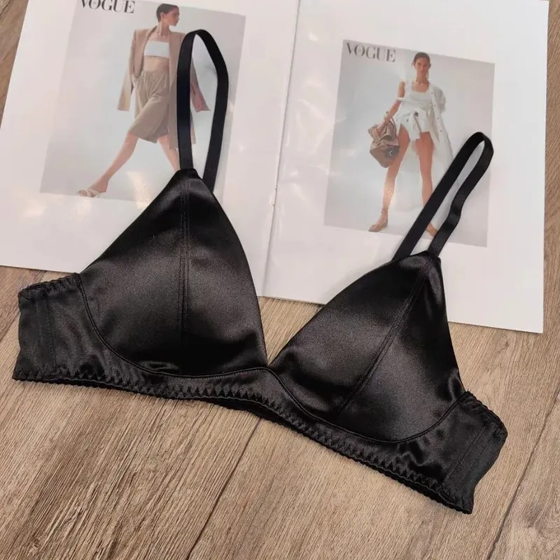 Women Sexy Underwear Triangular Cup Bra Set Small Chest Top Support Bra Comfortable Push Up Bra Breathable Seamless Underwear — image 9