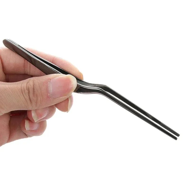 5.5-Inch Mini Kitchen Cooking Tweezers Stainless Steel Precision Plating Tongs Offset Tip for Food Styling Cake Decor — image 6