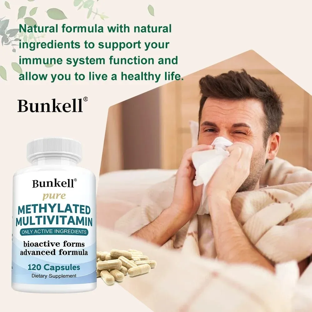 Nagy hatású metilált multivitamin-kiegészítő C D B12 vitaminnal az energia és a fókusz támogatására, valamint a szív egészségének megőrzésére