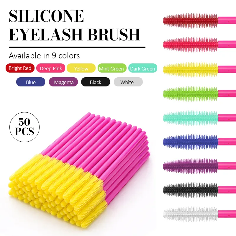Silicone Eyelash Brush Mascara Wands Applicator Eyebrow Comb Rod Spoolies Eyelashes Brushes Lash Extension Supplies Makeup Tools — image 1