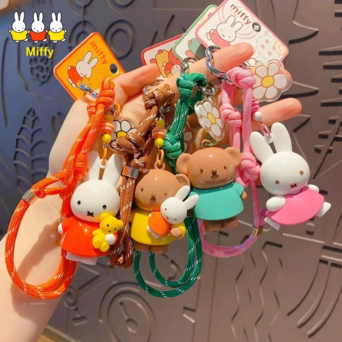 Kawaii Anime Miffy Rabbit Keychain Doll Cutegirlish Cartoon Creative Diy Keychain Schoolbag Gift