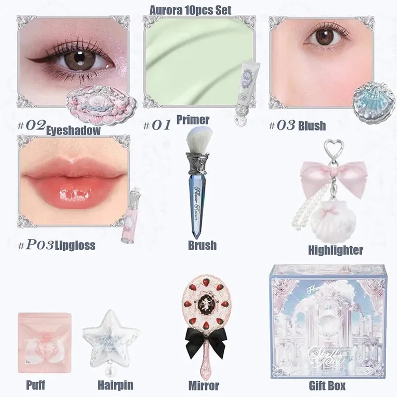 Flower Knows Shells Pearl Eyeshadow Essence Lip Honey Blush Cheek Makeup Front Ocean Gift Box Makeup Kit Full Professional — image 11