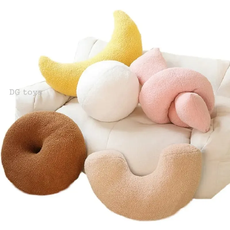 INS Popular Plush Yellow Moon Ball Shape Cushion Stuffed Donut Twist Bar Throw Pillow Home Decoration Room Pillow Birthday Gift — image 2