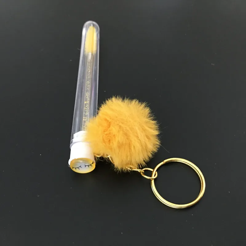 1pc Reusable Eyelash Brush with Key Ring Plush Ball Mascara Wand for Eyelash Extension Crystal Eyebrow Brush Make up Brushes — image 8