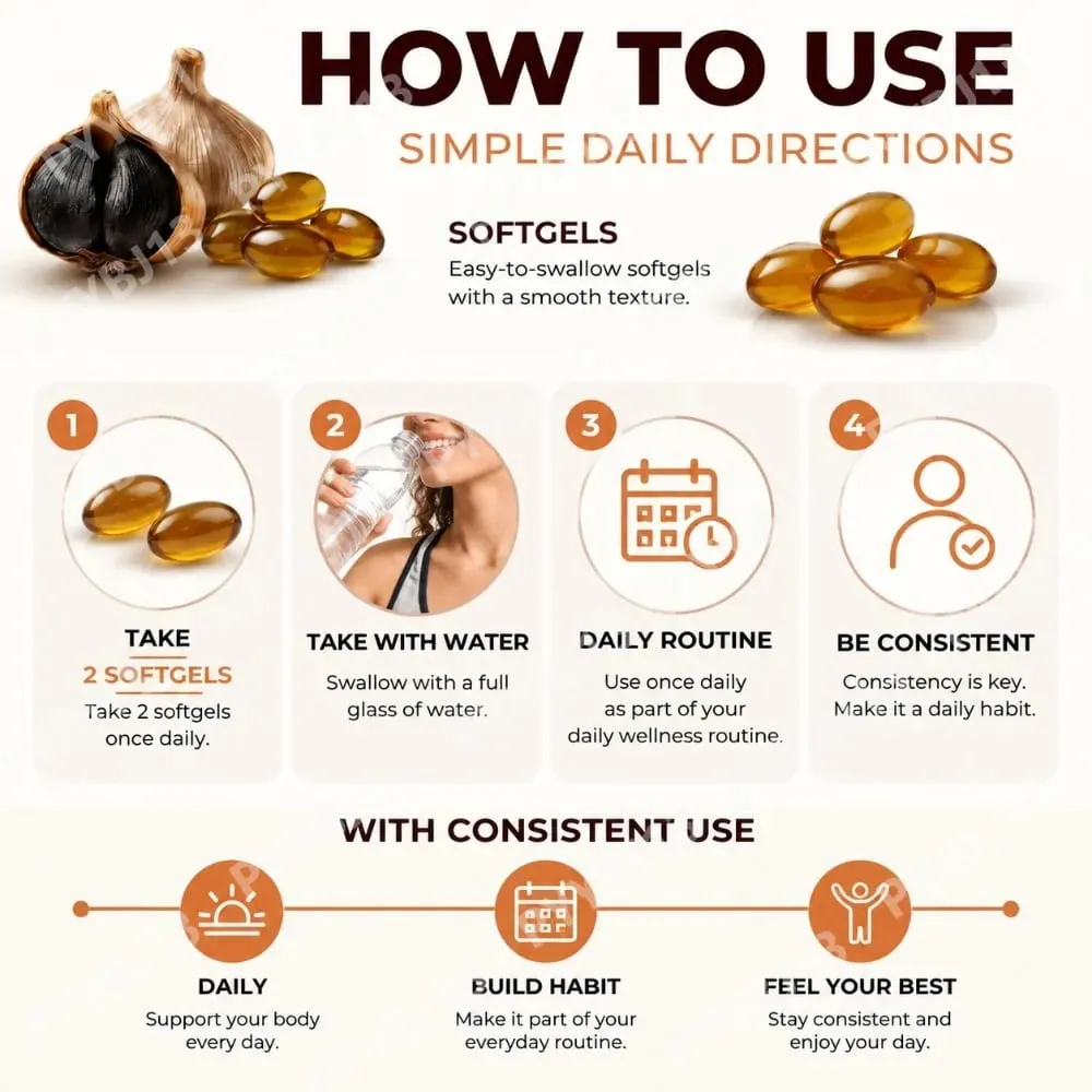 Googeer Fermented Black Garlic Extract Softgels with S-Allyl Cysteine and Polyphenols for Daily Wellness Support 60 Softgels — image 5