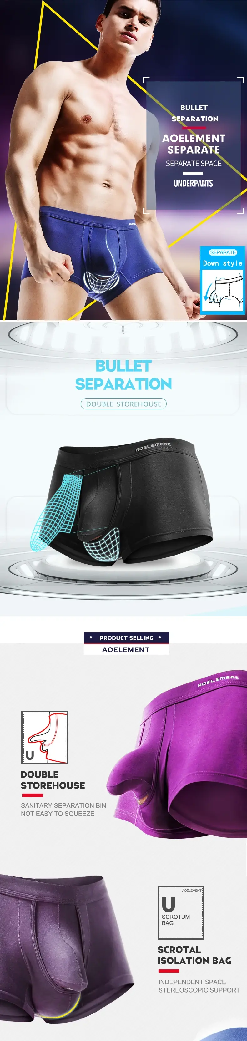 Austrian spermatic cord bullet separation underwear men's scrotal vein underpants Ice silk pouch curved men's boxers — image 3