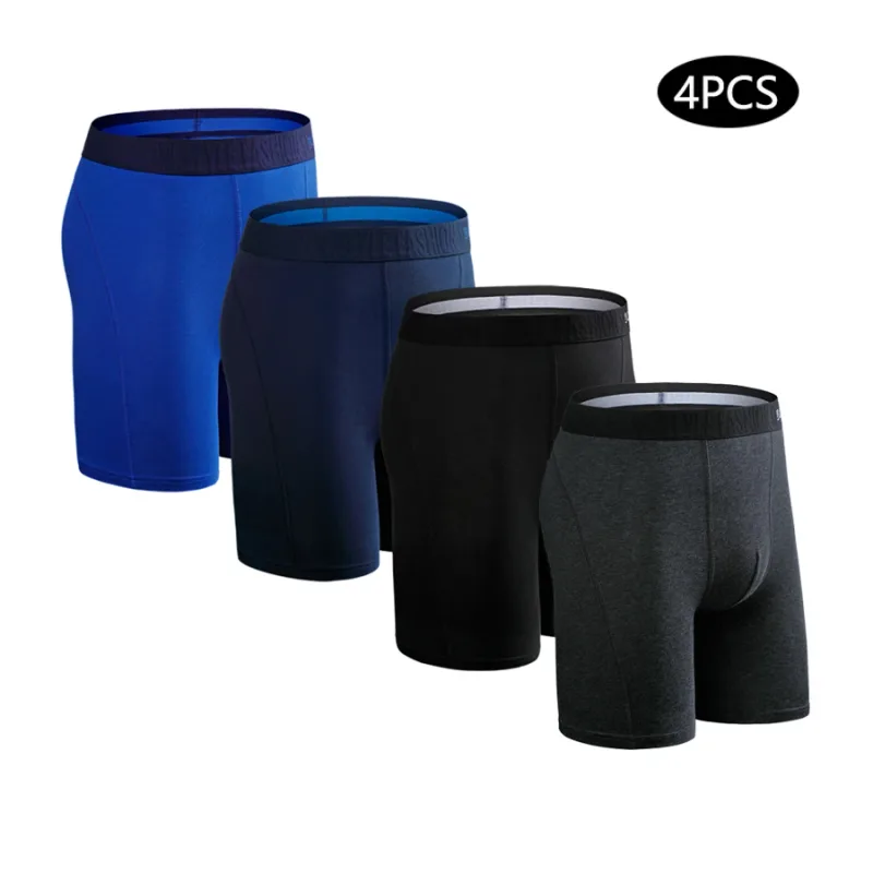 4pcs Long Boxers for Men Underwear Plus Size Men's Panties Sexy Long Leg Underpants Cotton Mens Boxer Shorts Fashion Male Trunk — image 21