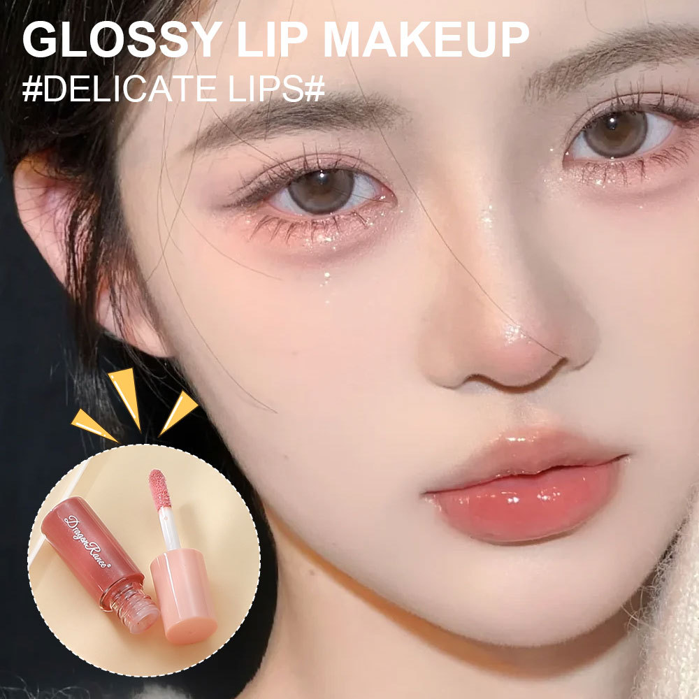 10Pcs/Box Mini Lip Gloss Set Waterproof Cartoon Lip Glaze Long Lasting Moisturizing Mirror Liquid Lipstick Cosmetic Lips Makeup