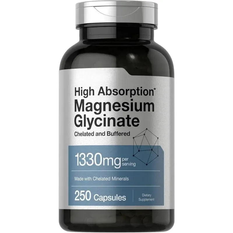 Magnesium Glycinate 1330mg (Elemental Magnesium) 250 Kapslar Kelaterade buffrade mineraler Icke-GMO glutenfritt kosttillskott