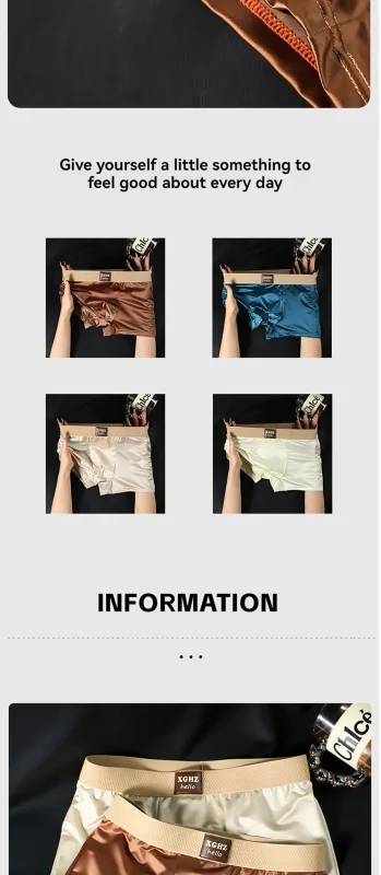 3PCS/Pack Luxury Ice Silk Satin-like Men's Panties Super Soft Boxer Homme Cool Breathable Comfortable Man Underwear Underpants — image 13
