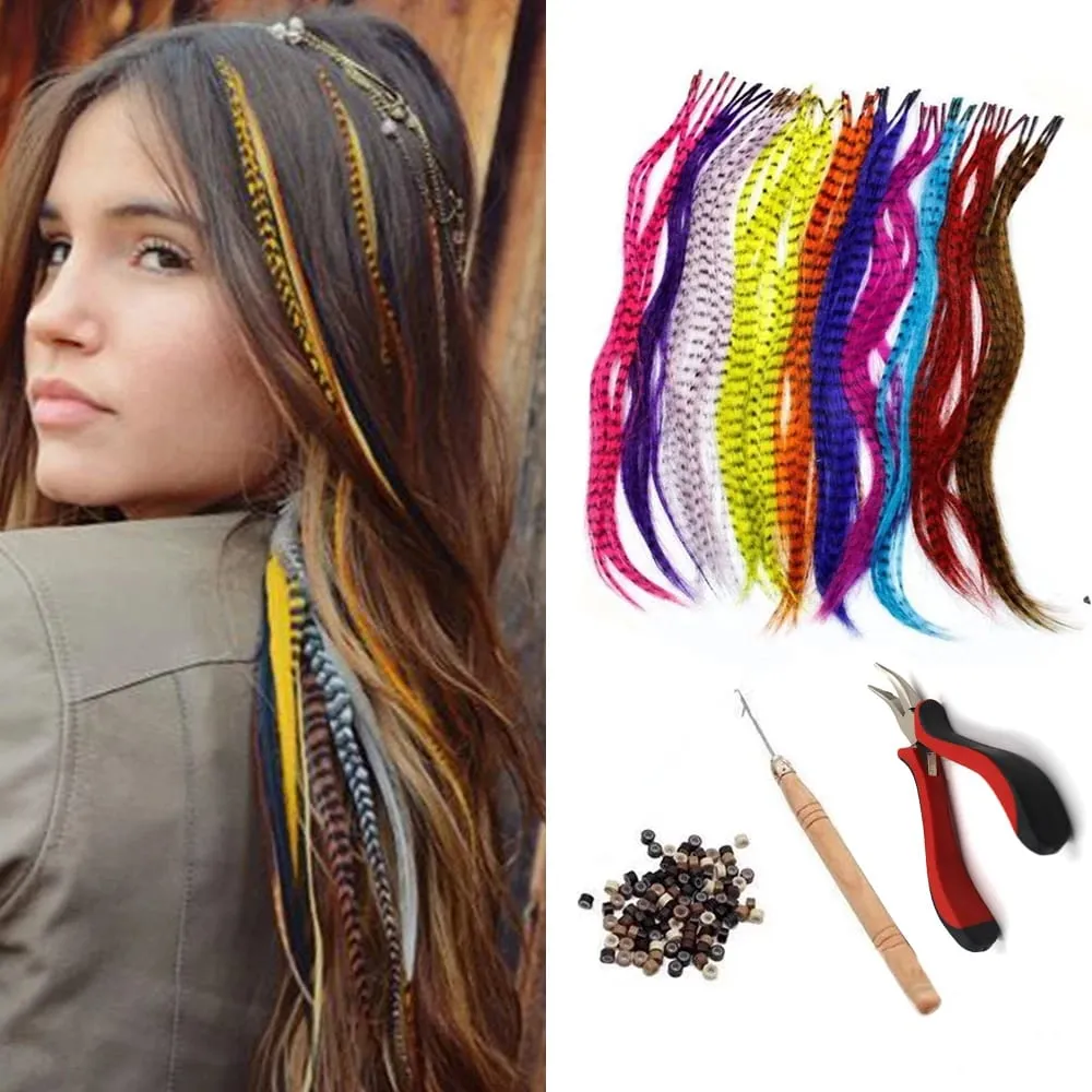 Synthetic Colored I-Tip Faux Feather Hair Extensions 16" 20 Strands/Pack Women's Heat Resistant Fiber Toolset Wig Accessories — image 2