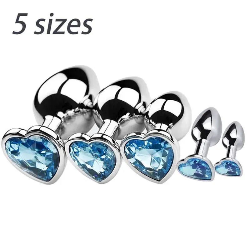 5 Sizes Stainless Steel Crystal Heart Anal Plug Removable Butt Plug Stimulator Prostate Massager Anal Sex Toys Dildos — image 3