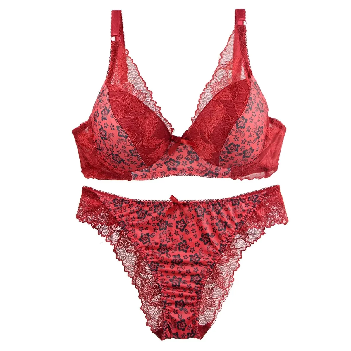 2027New 34/75 36/80 38/85 40/90 42/95 44/100 BCDE Bras Set White burgundy Beige Black Green Blue Push Up Underwear For Women — image 5