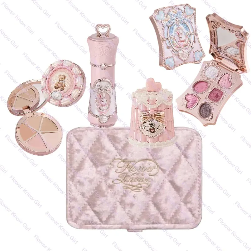 Flower Knows Makeup Gift Set for Women Shimmer Eyeshadow Palette Full Coverage Concealer Gel Eyeliner & Lipstick Cosmetic Kit