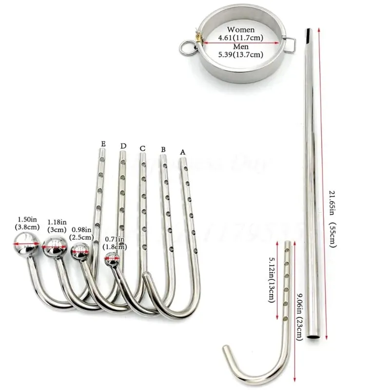 Lock Forced Collar Restraint Frame with Anal Hook Plug Stainless Steel BDSM Bondage Collar SM Sex Toy for Couple Adult Game — image 3