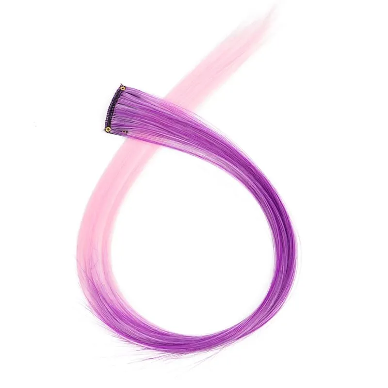 22Inch Synthetic Long Straight Clip In Hair Extensions High Temperature Hairpieces Rainbow Colors Hair Accessories for Women — image 33