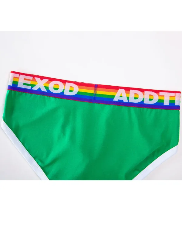 Sexy Men Underwear Rainbow Belt Multi Colored Youth Low Waist U Convex Pouch Brief Teenager Cotton Breathable Comfortable Bikini — image 39