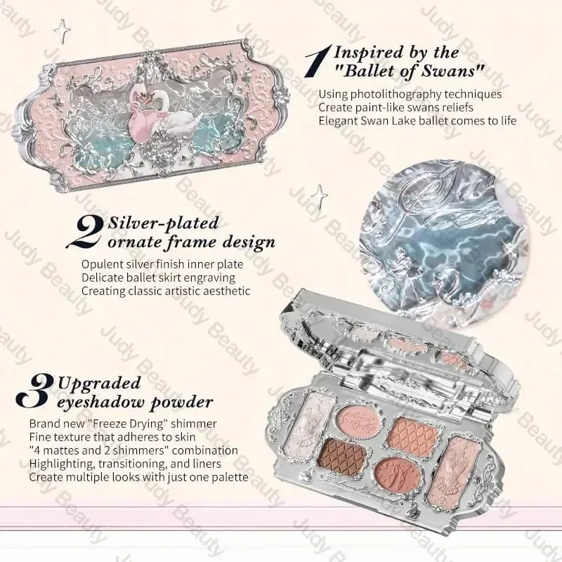 Makeup Flower Knows Set Shell Pearl Series Six Color Eyeshadow Palette Embossed Blusher Shine Lipstick Kit With Bag All In