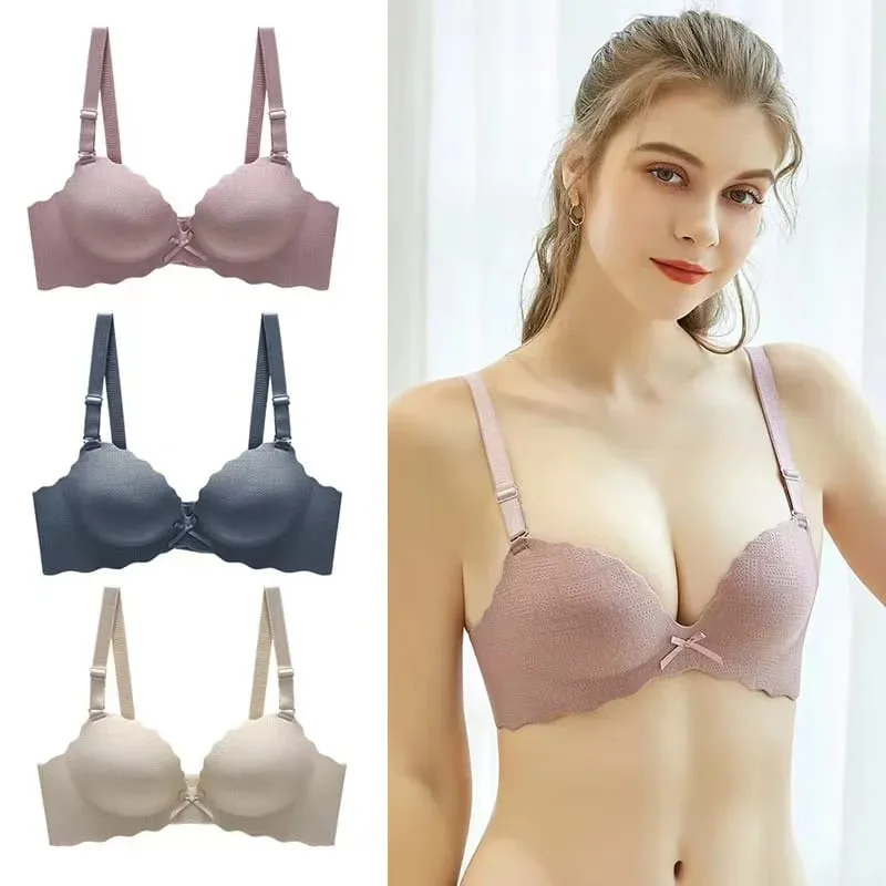 Small Breasts Show Big Underwear Deep V Push-ups No Steel Ring Flat Chest Special Bra Thickened Push-up Bra Set — image 2