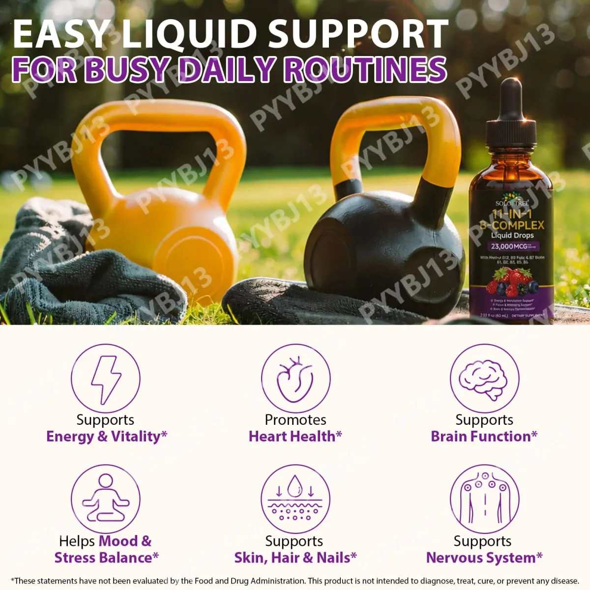 11 v 1 vitamín B komplex kapky 23000 mcg vitamín B perorální tekutý doplněk pro energetickou denní podporu zdraví 30 ml — image 2
