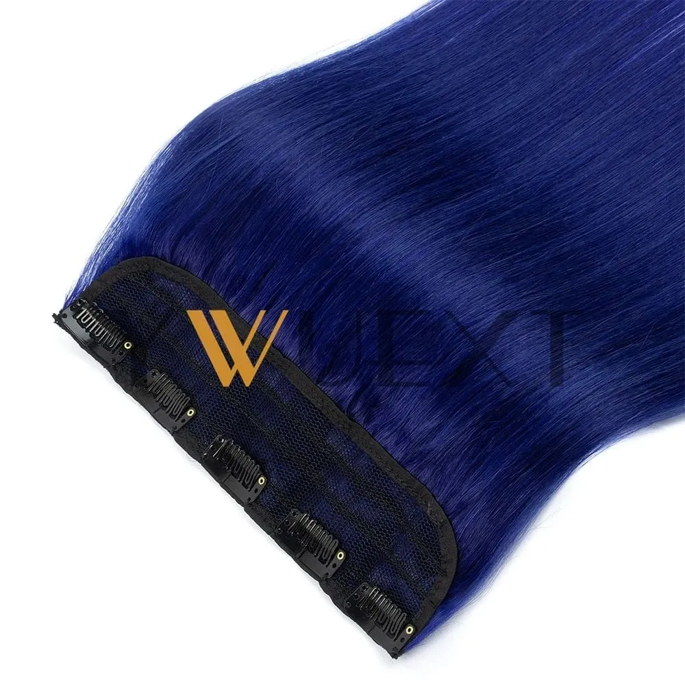 Light Weight Clip in Human Hair One Piece Fancy Colors 9 inches Width with 5 Clips Natural Straight Clip in Hairpiece 12''-20''