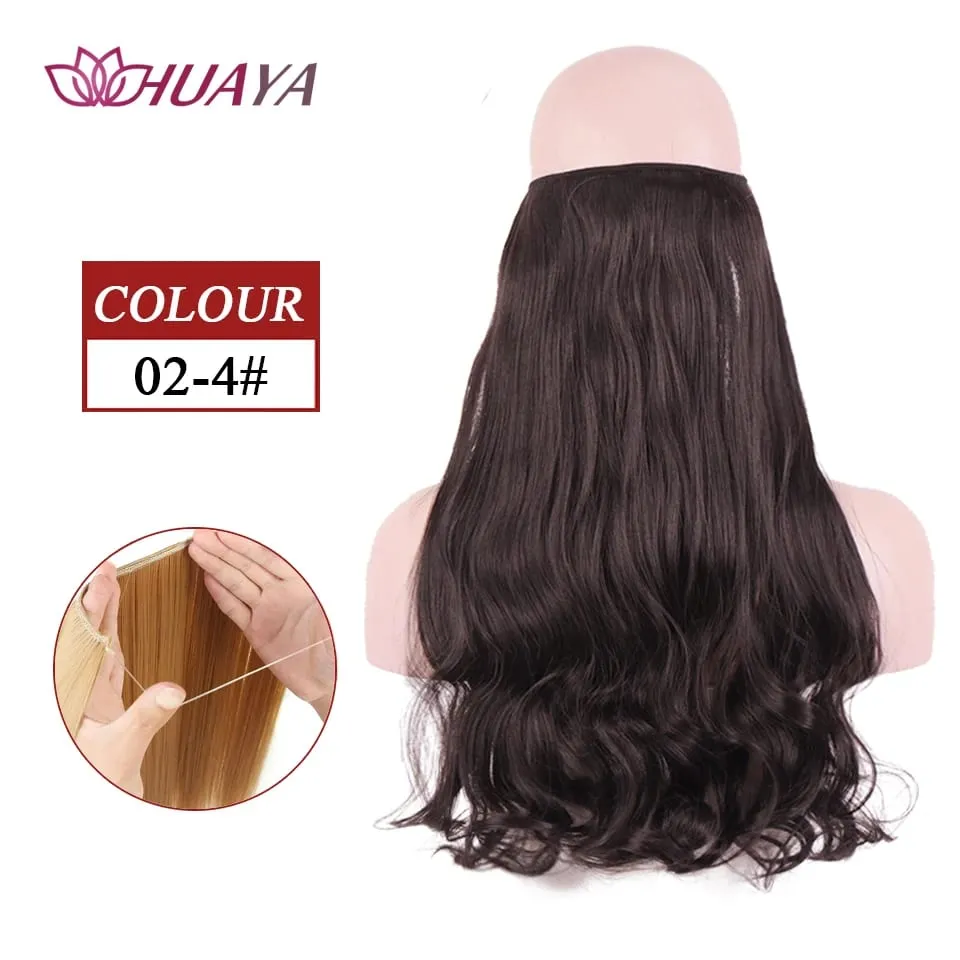 Synthetic Long Straight Invisible Wire No Clips In Hair Extensions Fake Hair Pieces Secret Fish Line Hairpieces For Women — image 23