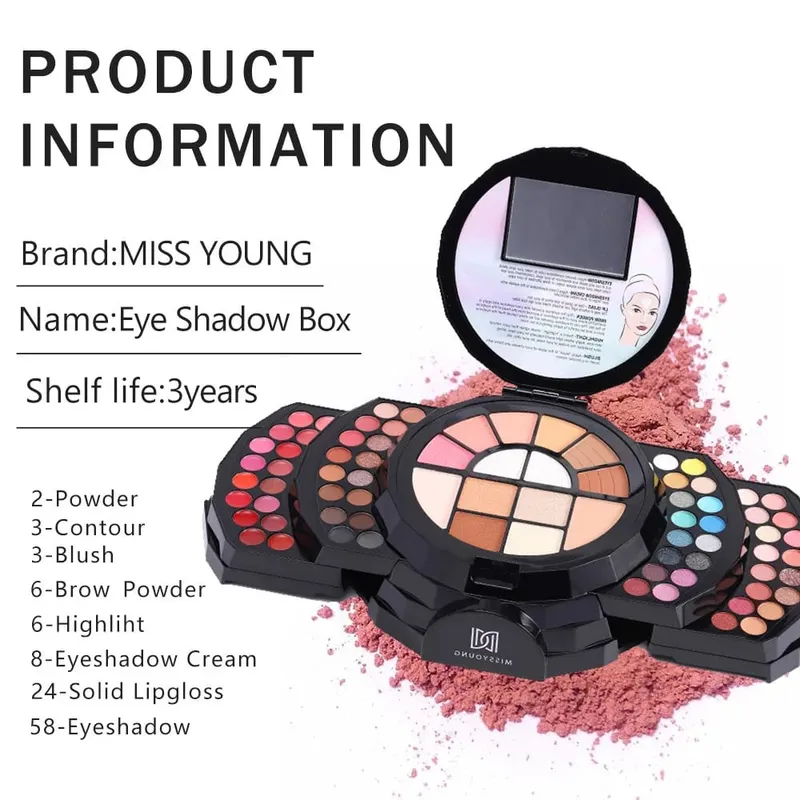 110 Colors All-in-One Makeup Set Eyeshadow Highlighter Easy to Apply Natural Long Lasting Pigmented Full Face Cosmetic Palette