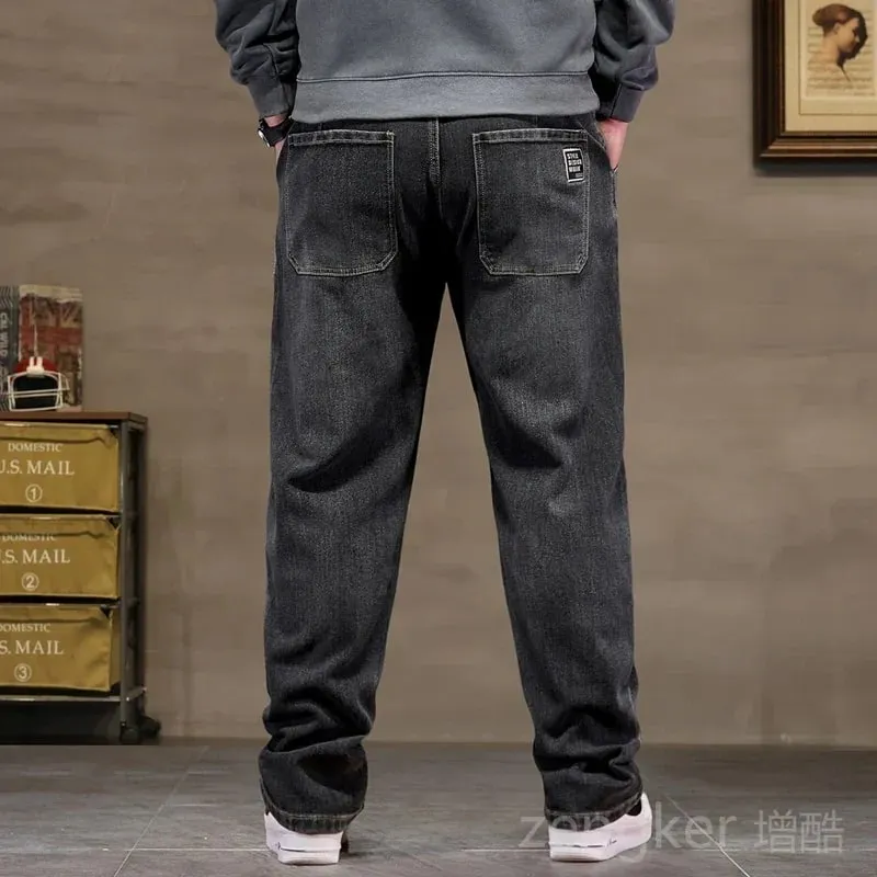 plus size jeans men loose straight autumn man high elasticity father trousers 44 46 48 jeans for men 7XL 6XL 5XL 8XL — image 5