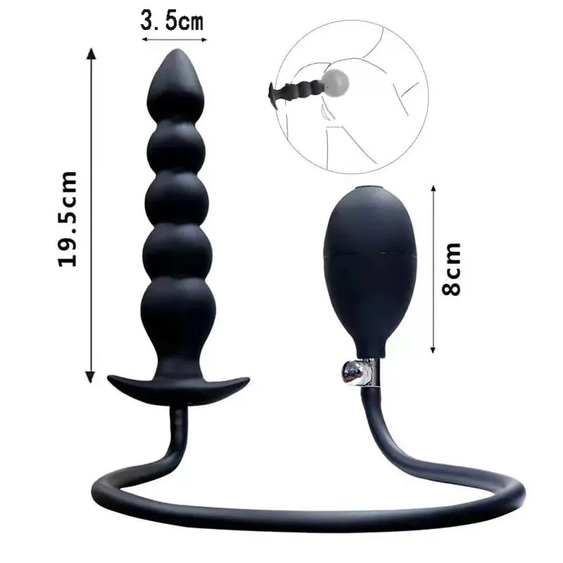 Expansion Diameter 14cm Inflatable Dildo Anal Plug with 5 Beads Built-in Silicone Column Huge Butt Plug Ass Dilator Anal Sex Toy — image 10